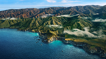 Mountains Relief Coast Sea HD wallpaper