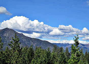 view from blue ridge, clouds, trees, sky, mountains HD wallpaper