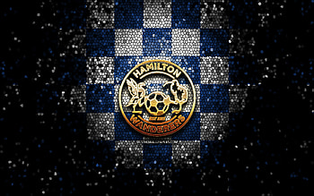 Hamilton Wanderers FC, glitter logo, New Zealand Football Championship, blue white checkered background, soccer, New Zealand football club, Hamilton Wanderers logo, mosaic art, football, Hamilton Wanderers HD wallpaper