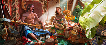 Lazy afternoon, frumusete, amber ye, art, man, gorgeous, cat, girl, summer, superb, instrument, pisici, fantasy, couple, luminos, vara HD wallpaper