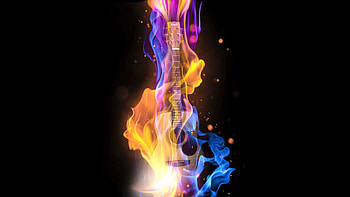 MUSIC ABSTRACT GUITAR FIRE DIGITAL ART BACKGROUND . HD wallpaper
