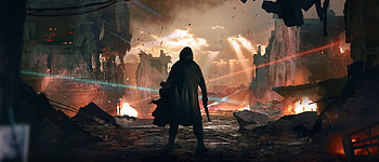 Sci-fi, Fantasy, man with gun, art HD wallpaper