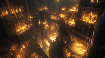 Abyssforge — Dwarven Mine, fantasy, candle, cathedral, stairs HD wallpaper