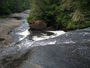 Looking Down The Waterfall, trees, water, rocks, down HD wallpaper