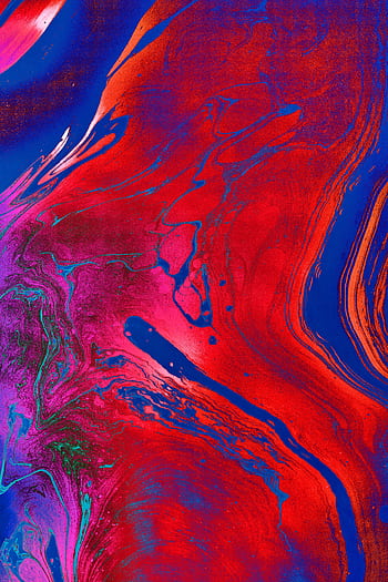 Dynamic and colorful abstract painting with bold fluid patterns in red, blue, and purple hues. HD phone wallpaper
