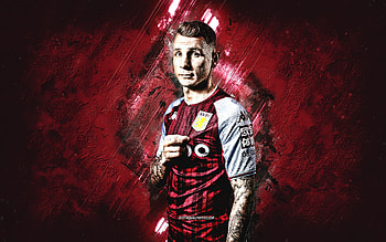 Lucas Digne, Aston Villa FC, french soccer player, premier league, england, burgundy stone background, football HD wallpaper