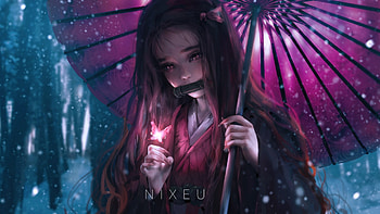Anime girl, beautiful, Nezuko Kamado HD wallpaper