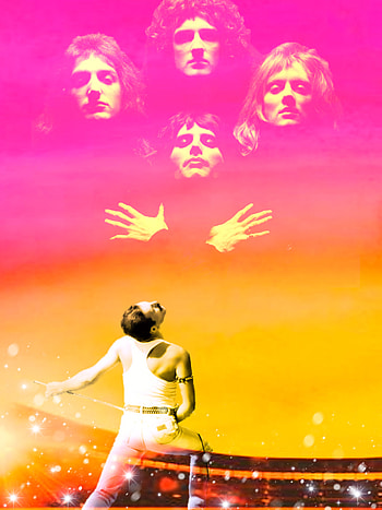 Queen band, Artistic portrayal, Freddie Mercury, Legendary musician HD phone wallpaper