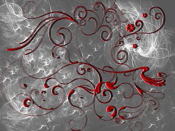 Beauty Abstract 1, circle, abstract, grey, flower, red HD wallpaper