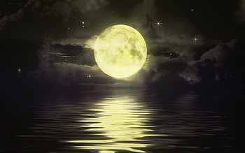Landscape, Sea, Night, Moon HD wallpaper