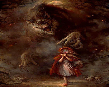 Bad Night For Red, mist, girl night, wolves, moon, red hood, skulls HD wallpaper