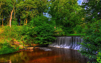 waterfall, river, fun, cool, nature, forest HD wallpaper