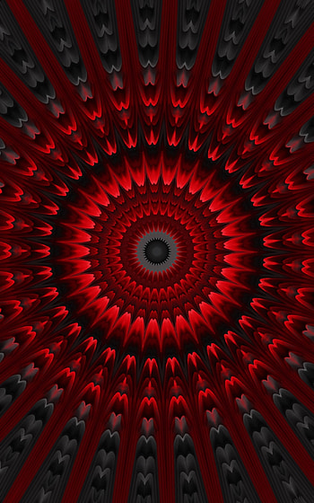 Red circles, pattern, mandala, fractal, art HD phone wallpaper