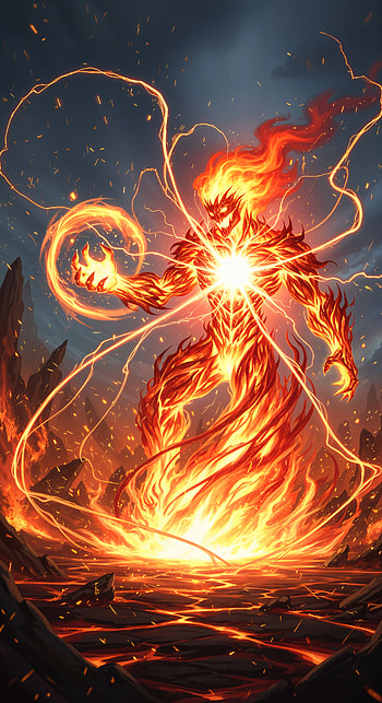Pyreborn - Fire Elemental | Ember Warden | Searing Heart, flame, fire HD phone wallpaper