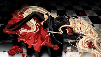 Fallen Beauty, sexy, roses, thigh highs, hot, cute, beautiful, long hair, dress, beauty, anime girl, pretty, flowers, blonde hair, stunning HD wallpaper