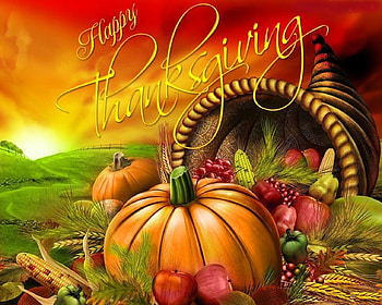 Thanksgiving Day, pumpkin, cornucopia, harvest, thanksgiving HD wallpaper