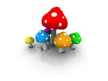 simple shrooms, colorful, shrooms, rainbow, minimalistic, mushrooms HD wallpaper