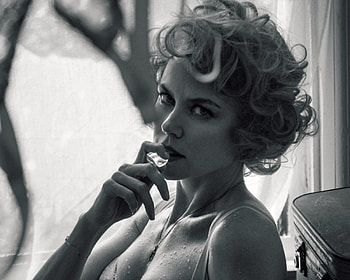 Nicole Kidman, white, black, bw, girl, actress, woman HD wallpaper