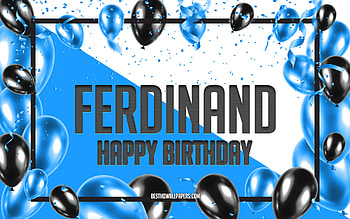 Happy Birtay Ferdinand, Birtay Balloons Background, Ferdinand, with names, Ferdinand Happy Birtay, Blue Balloons Birtay Background, Ferdinand Birtay HD wallpaper