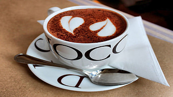 Food, Hearts, Coffee, Cup, , Drawing, Foam, Plate, Meerschaum HD wallpaper