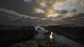virtual reality, water, coast, sun, cloud HD wallpaper