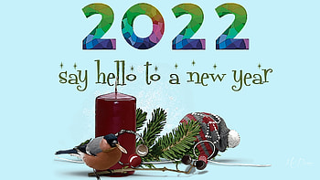 Hello 2022, 2022, holiday, New Year, winter, candle, Fireafox theme HD wallpaper