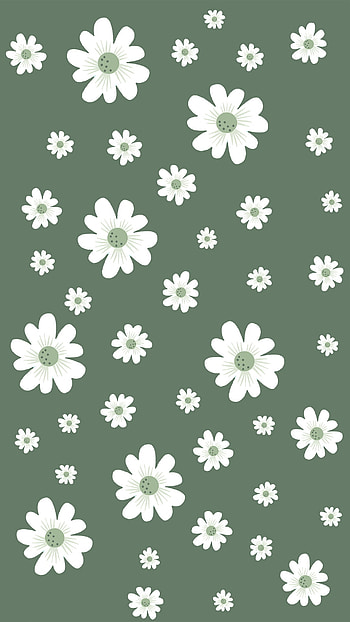 sage green floral, aesthetic, girly, flowers, sage green, cute, flower HD phone wallpaper
