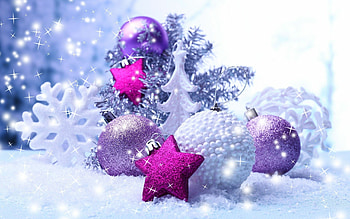 New year sparkles, Snowflakes and stars, , Purple Christmas HD wallpaper
