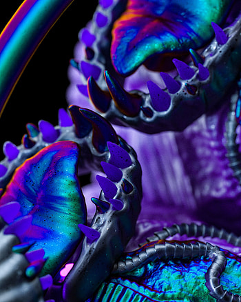 Art, Neon, Fangs, Sci-Fi, Teeth, Surrealism HD phone wallpaper