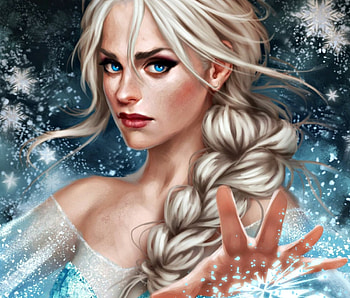 Elsa, blue, blonde, art, disney, girl, snow queen, beauty, woman, snowflake, fanart, fantasy, fdasuarez HD wallpaper
