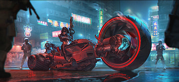 Big Tire Cyberpunk Bike Rider Girl, cyberpunk, biker, artist, artwork, digital-art HD wallpaper