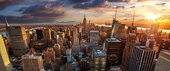 Manhattan Skyline, Travels, NYC sunrise, Golden hour beauty HD wallpaper