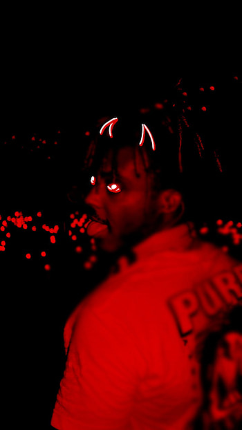 Juice wrld red demon, magenta, music, artist, edit, juice wrld, horns, , rapper HD phone wallpaper