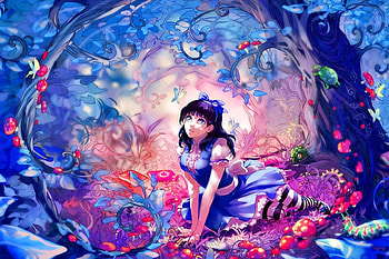 Wonderland, story, magic, book, fantasy, animals, flowers, alice in wonderland HD wallpaper