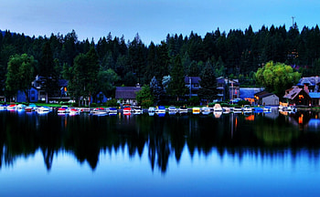 heaven town in blue sunset, blue, town, sunset, heaven HD wallpaper