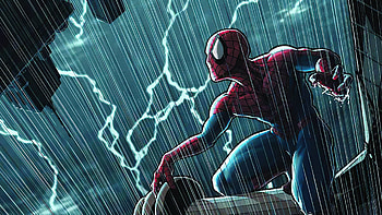 Spider Man In Rain, spiderman, superheroes, artwork HD wallpaper