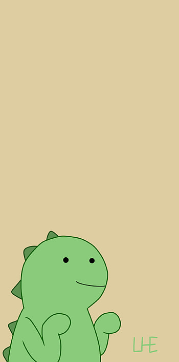 Derpy dinosaur, art, green, cartoon, drawing, dino, cute, funny HD phone wallpaper