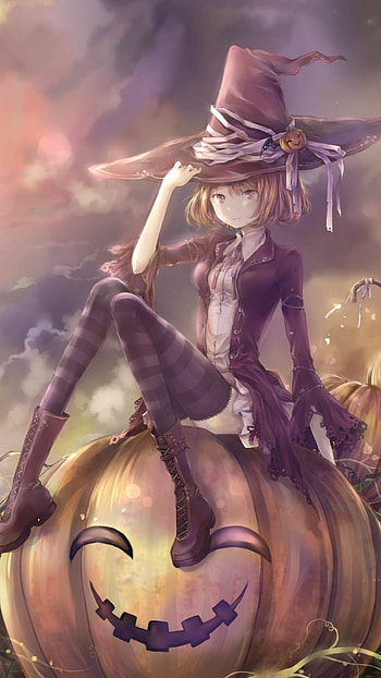 Halloween, witch, Anime, Original HD phone wallpaper