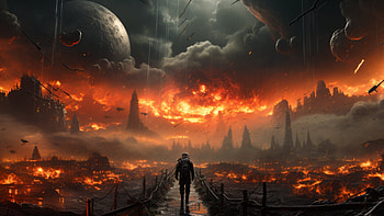 Sci-Fi Apocalypse, Sci Fi, apocalypse, fire, Helldivers, red HD wallpaper