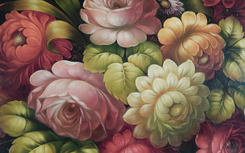 Flowers, art, painting, pictura, flower, rose HD wallpaper