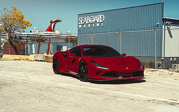 Ferrari F8 Tributo, front view, red supercar, dark red F8 Tributo, F8 Tributo tuning, Italian sports cars, Ferrari HD wallpaper