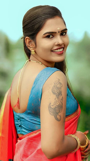 Archana anila, mallu aunty, saree beauty, model HD phone wallpaper