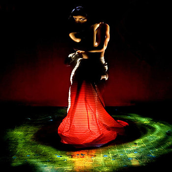 Colorful light, colorful, lady, shadow, black, light, green, colors of red HD wallpaper