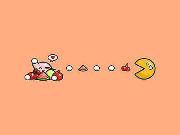 if only, fruit, pink, kirby, pacman HD wallpaper