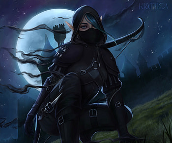 Moonshadow Huntress, fantasy, elf, Stealth, Thief HD wallpaper