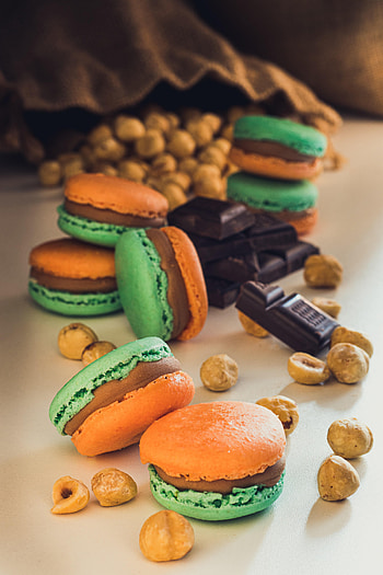 Food, Chocolate, Desert, Cookies, Nuts, Macaroons, Makaroons HD phone wallpaper