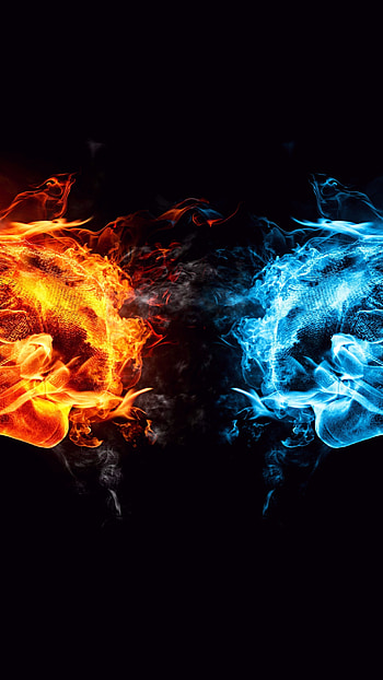 H D, Blue And Red, Fire, blue, red HD phone wallpaper
