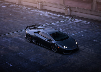 Top view, Lamborghini Huracan, black HD wallpaper