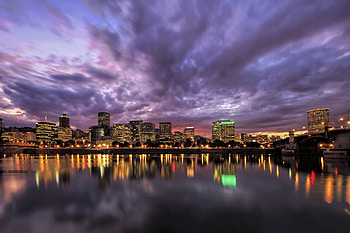 Portland Skyline, Travels, USA cityscape, Nighttime beauty HD wallpaper
