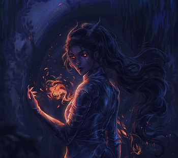 Ehuza, girl, elf, andreea sava, dark, fantasy HD wallpaper